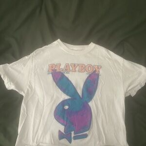 PLAYBOY Kids White Tee with Purple and Orange Graphic